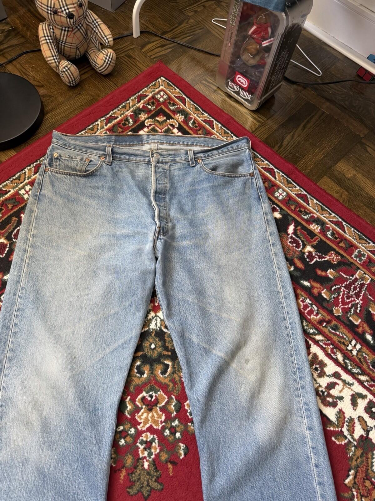 90s Vintage Levi's 501 Jeans Size 40x34 Blue Light Blue Washed Denim