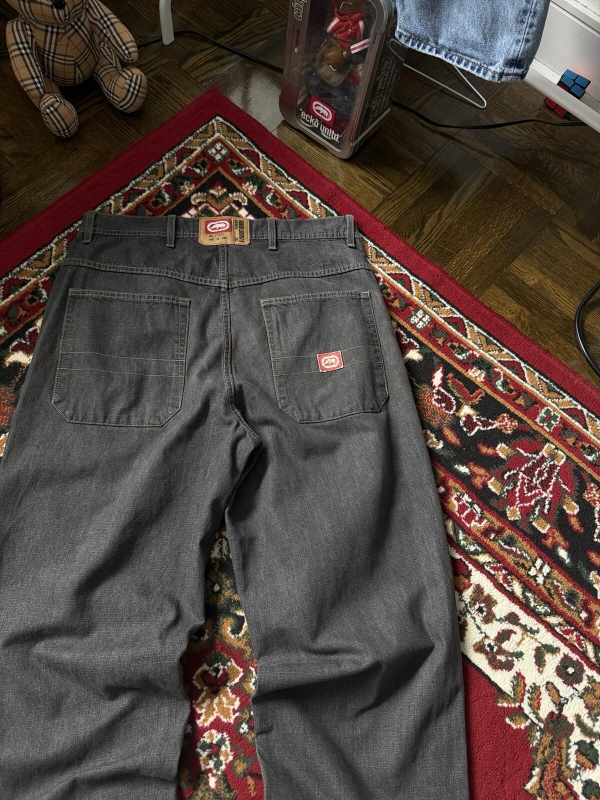 Vintage Ecko Unltd Jeans Mens 32 Gray Wide Leg Baggy Classic 5 Pocket Y2K