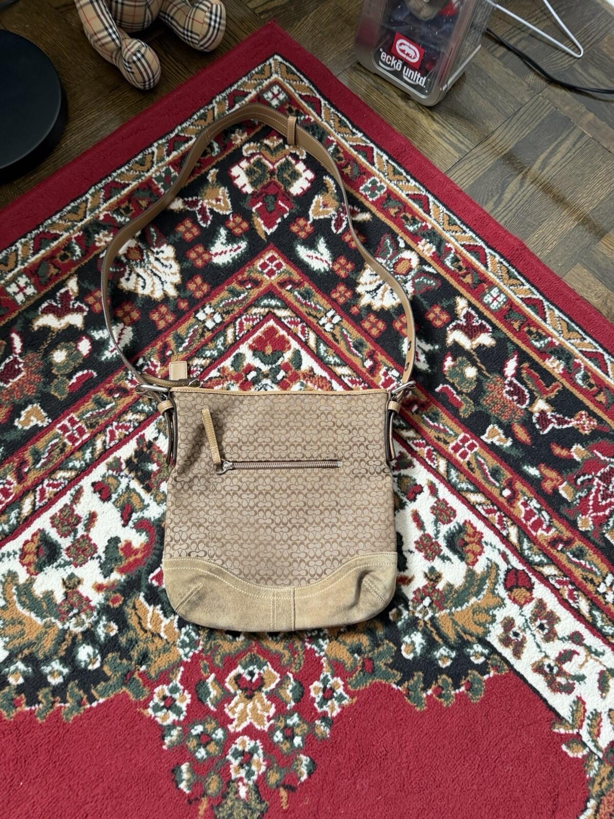 Coach Signature Jacquard Crossbody Bag Shoulder Purse Brown F10944
