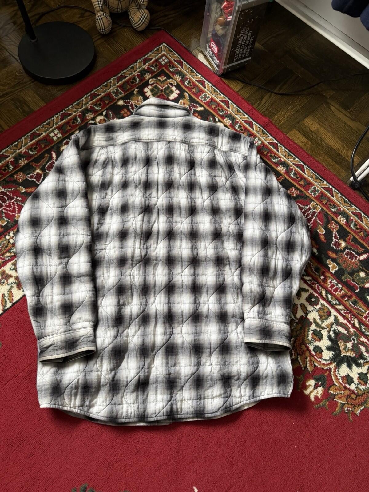 Acne Studios Oxton Oversized Quilted Shirt Jacket White/Black Plaid Size 50 US L