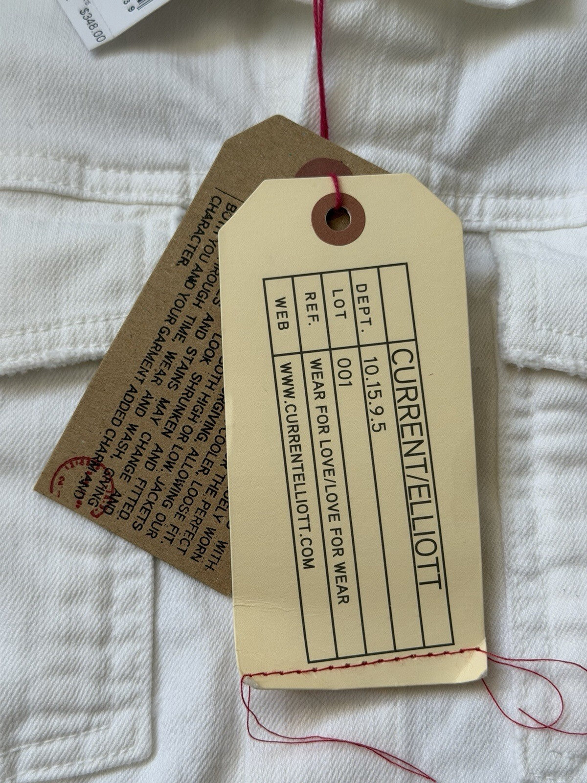 CURRENT / ELLIOTT Distressed Cotton Trucker Denim Jacket White Size 3