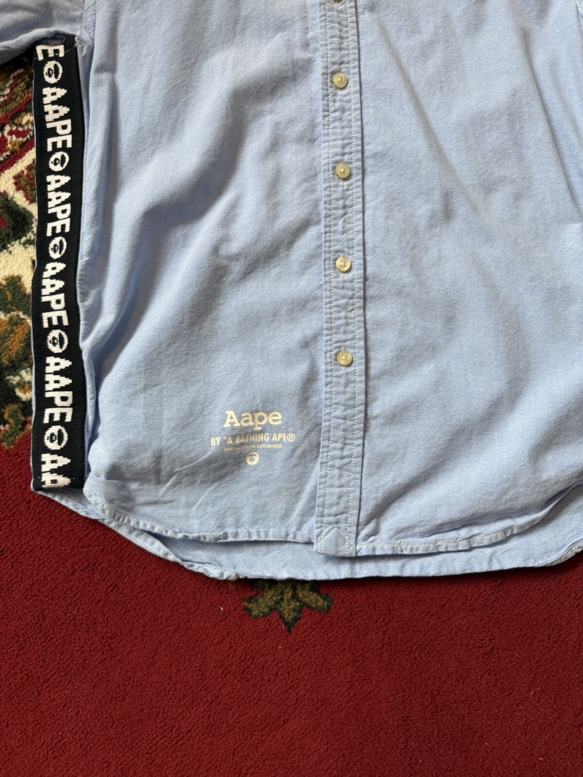 Aape By A Bathing Ape Mens Size Medium Denim Cotton Short Sleeve Shirt / Stretch