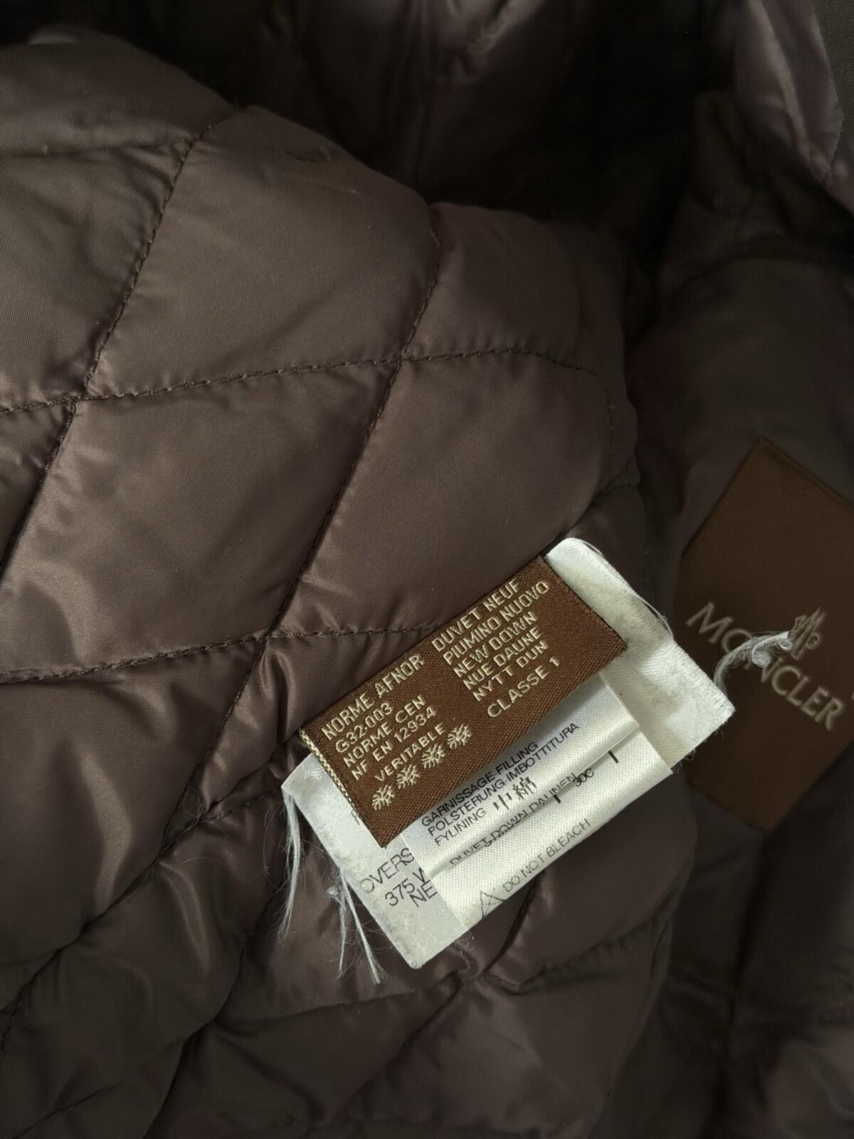 Moncler Nylon Down Coat Mocha Brown Jacket Size 3 Logo Mens