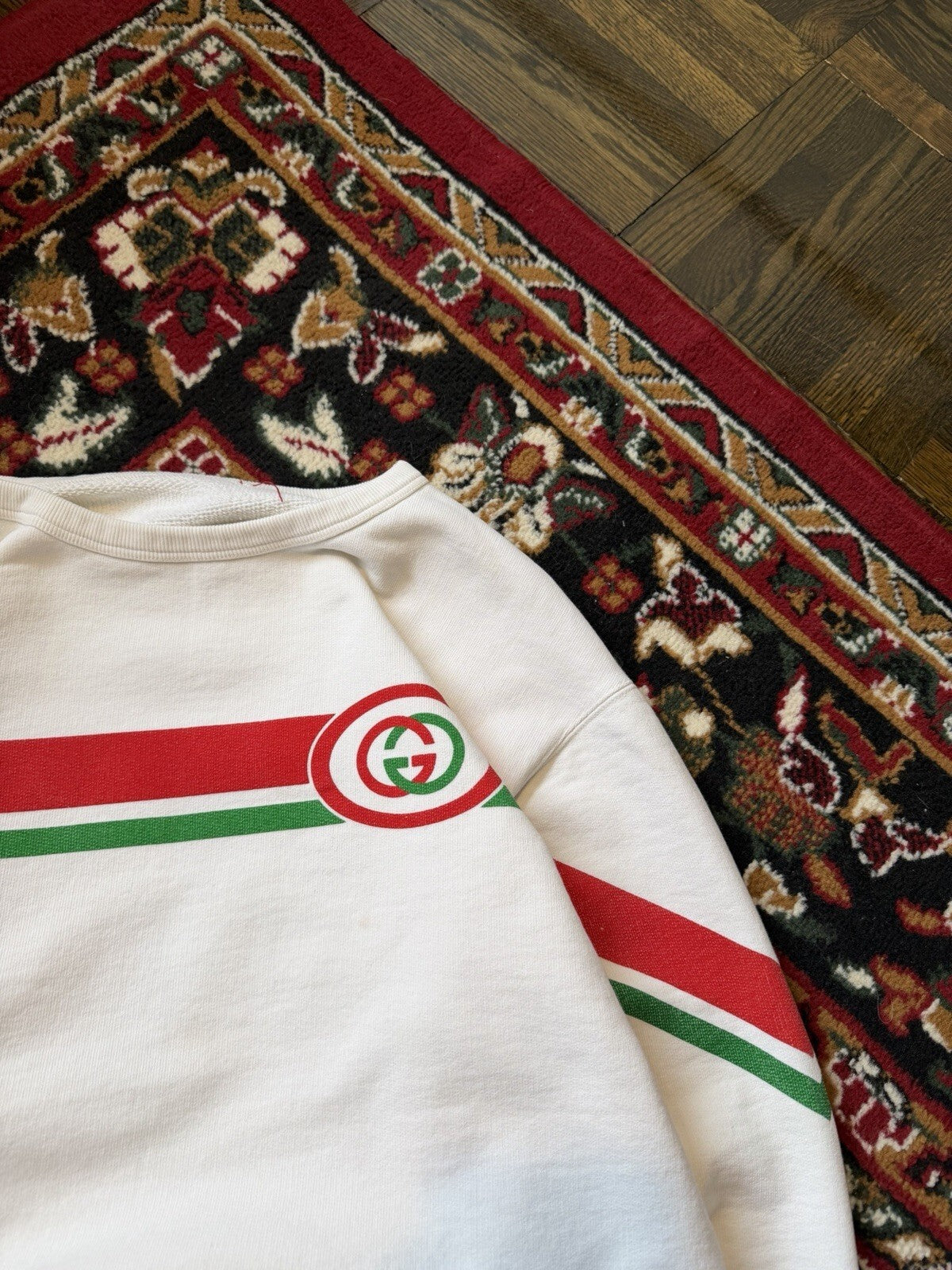 Gucci Interlocking G Sweatshirt Size S Beige Red Green Mens