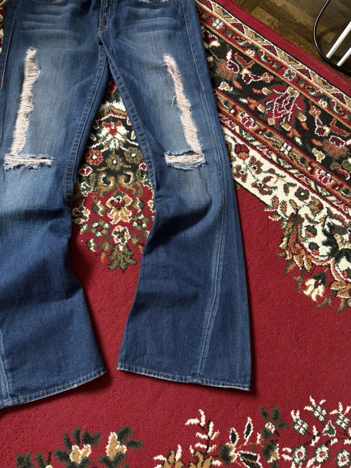 Vtg True Religion #503 Joey Blue Jeans Woodstock Distressed Bell Bottom Pants 31