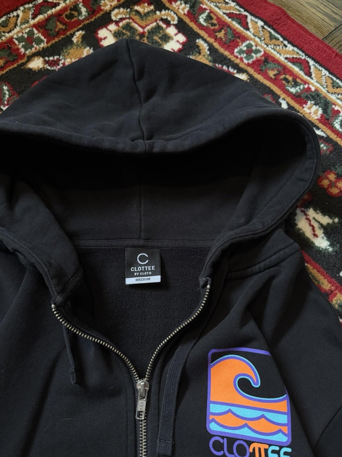 Clottee By Clot Mens Medium Wave Black Full Zip Hoodie Clot