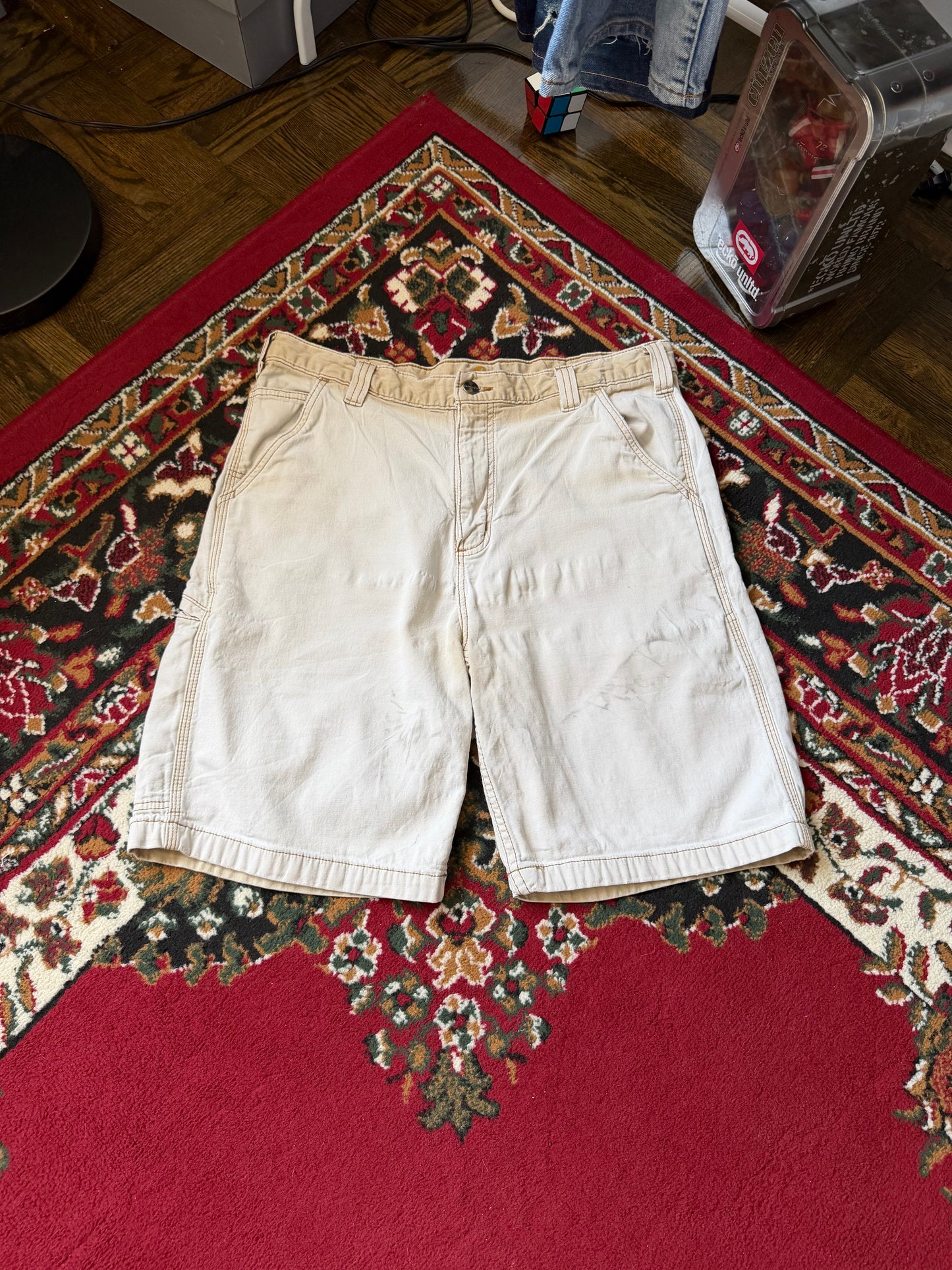 Vintage Carhartt Distressed Faded Relaxed Fit Shorts Beige