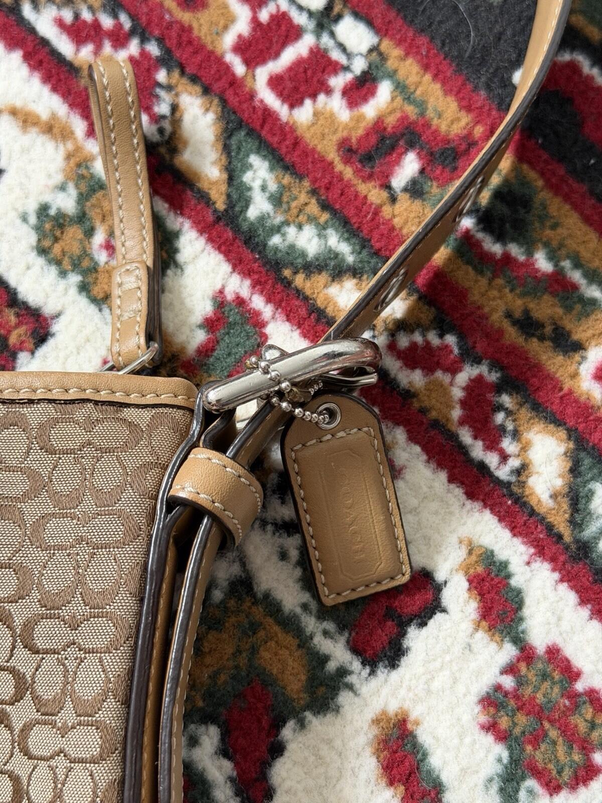 Coach Signature Jacquard Crossbody Bag Shoulder Purse Brown F10944