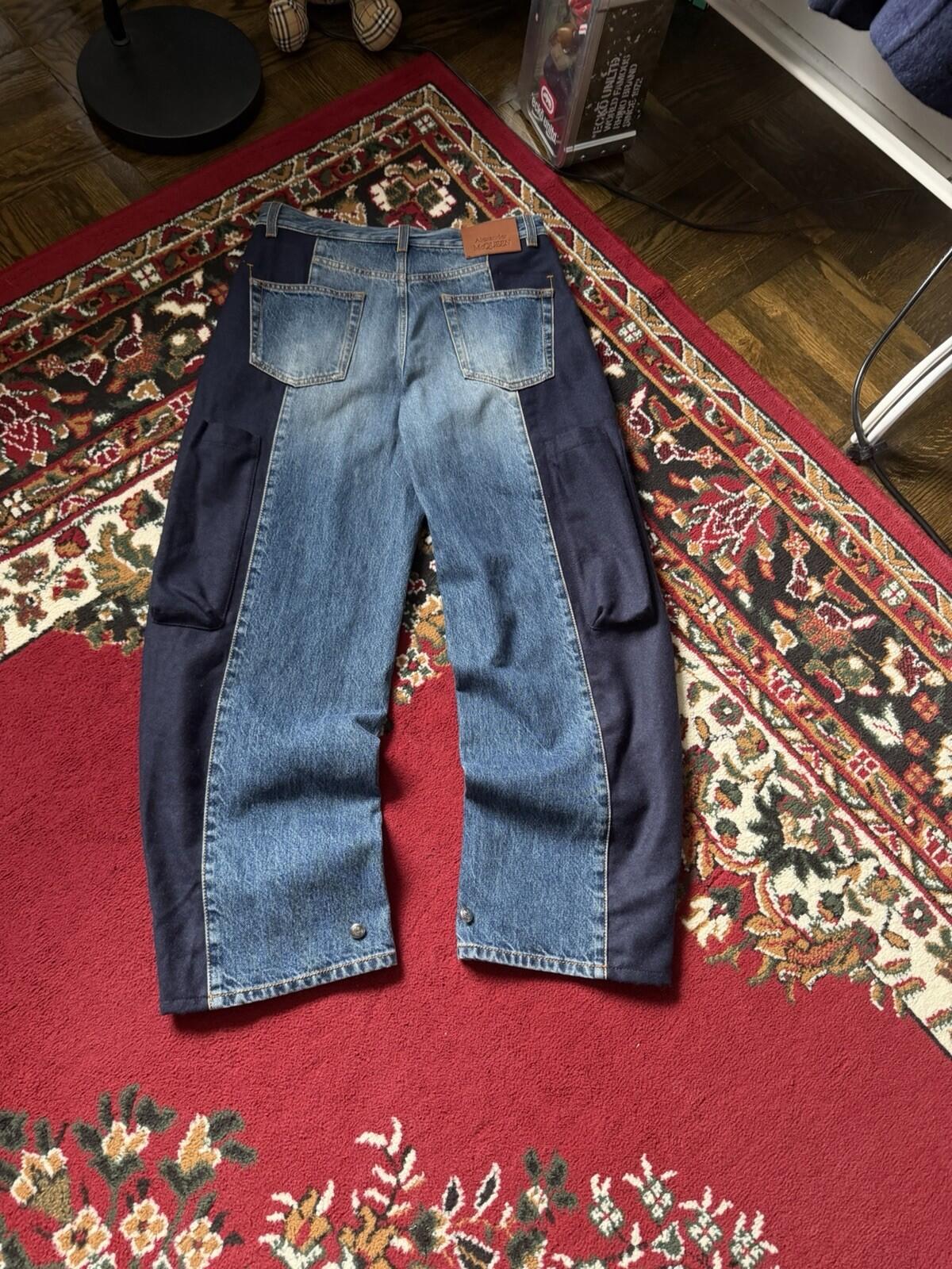 Alexander McQueen High Rise Media Mix Wool/Cotton Cargo Jeans