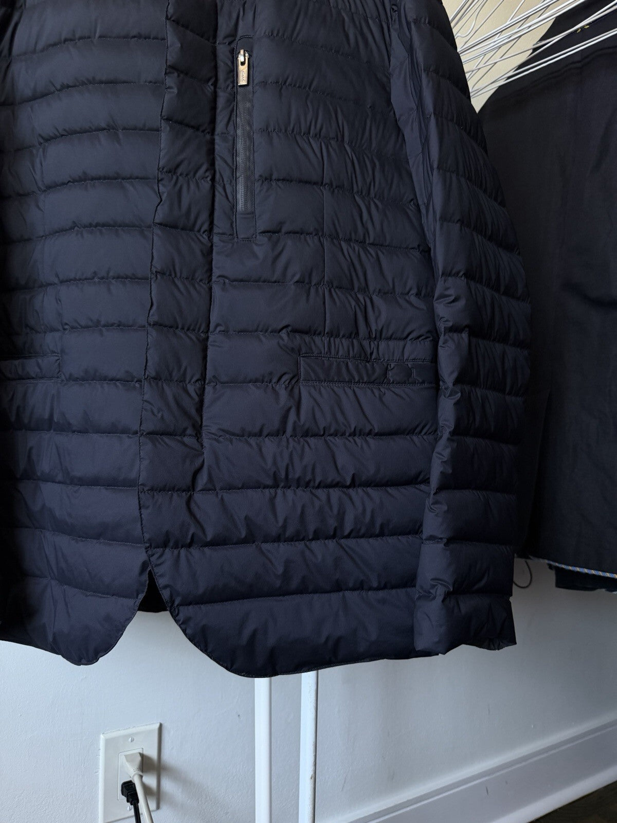 Armani Collezioni Black Mao Neck Down Quilted Jacket
