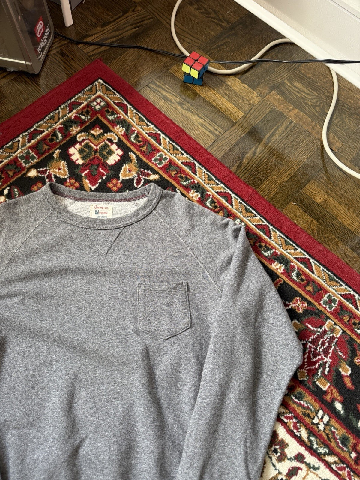Todd Snyder Champion Men's Gray Crewneck Sweatshirt Chest Pocket Size L