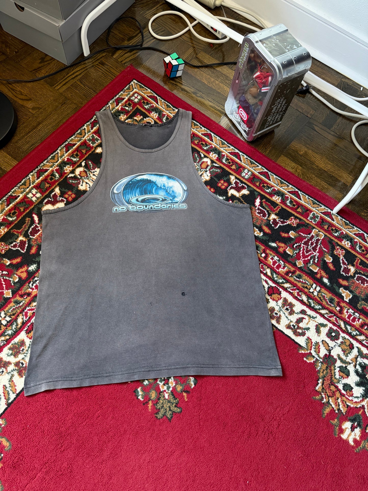 Vintage No Boundaries Ocean Weave Faded Out Tank Top Shirt