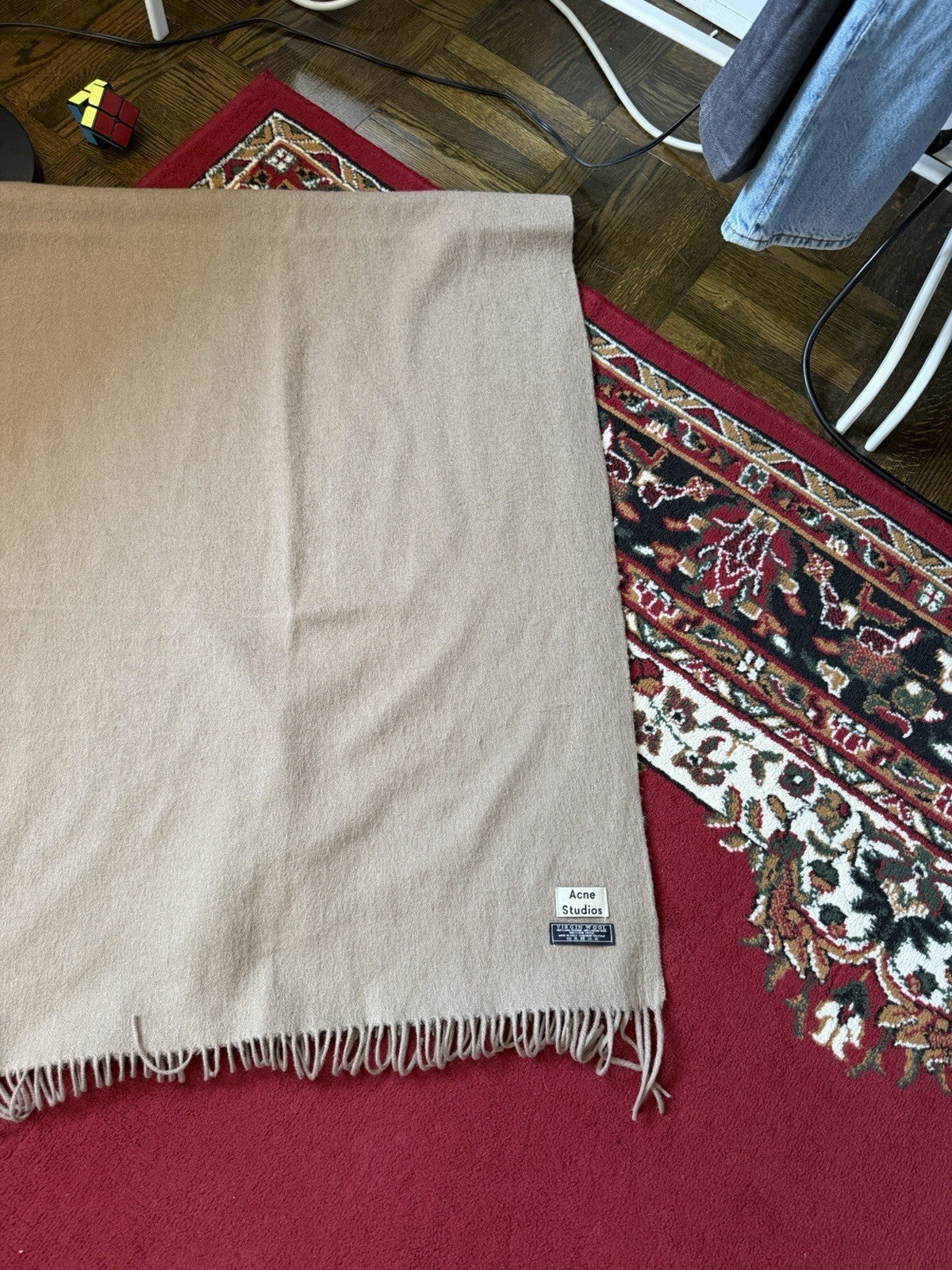 Acne Studios Virgin Wool Fringe Long Scarf 42.5/26.8 in