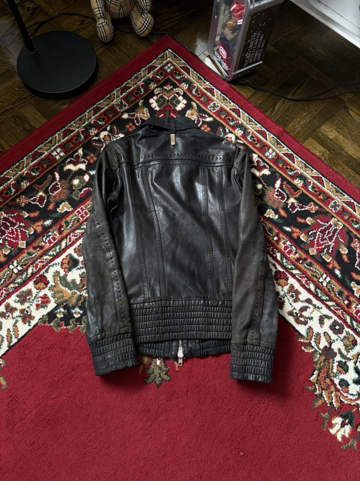 Mackage Buttery Lambskin Leather Jacket Sz XS Brown Vintage Graphic Lining