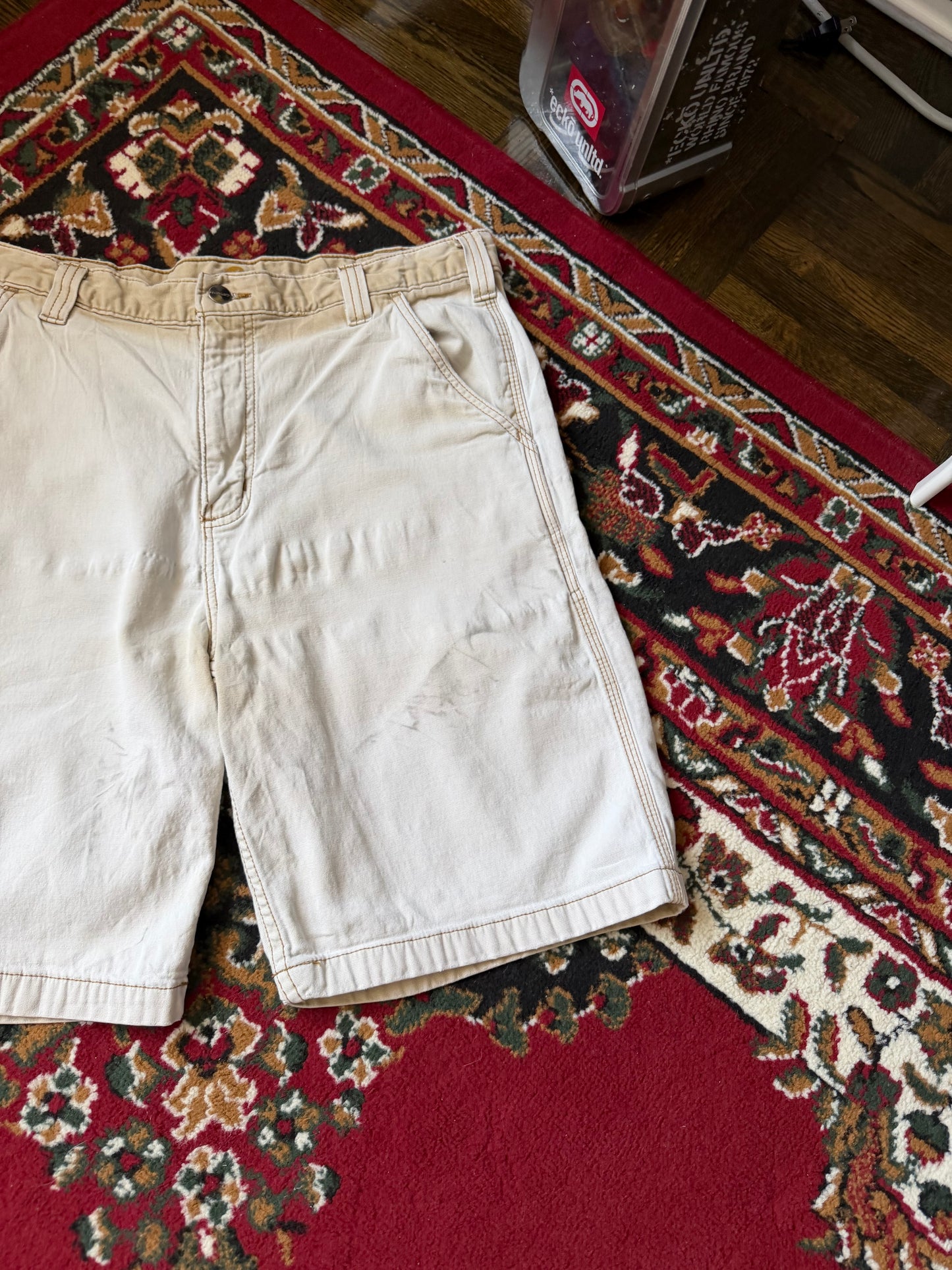 Vintage Carhartt Distressed Faded Relaxed Fit Shorts Beige