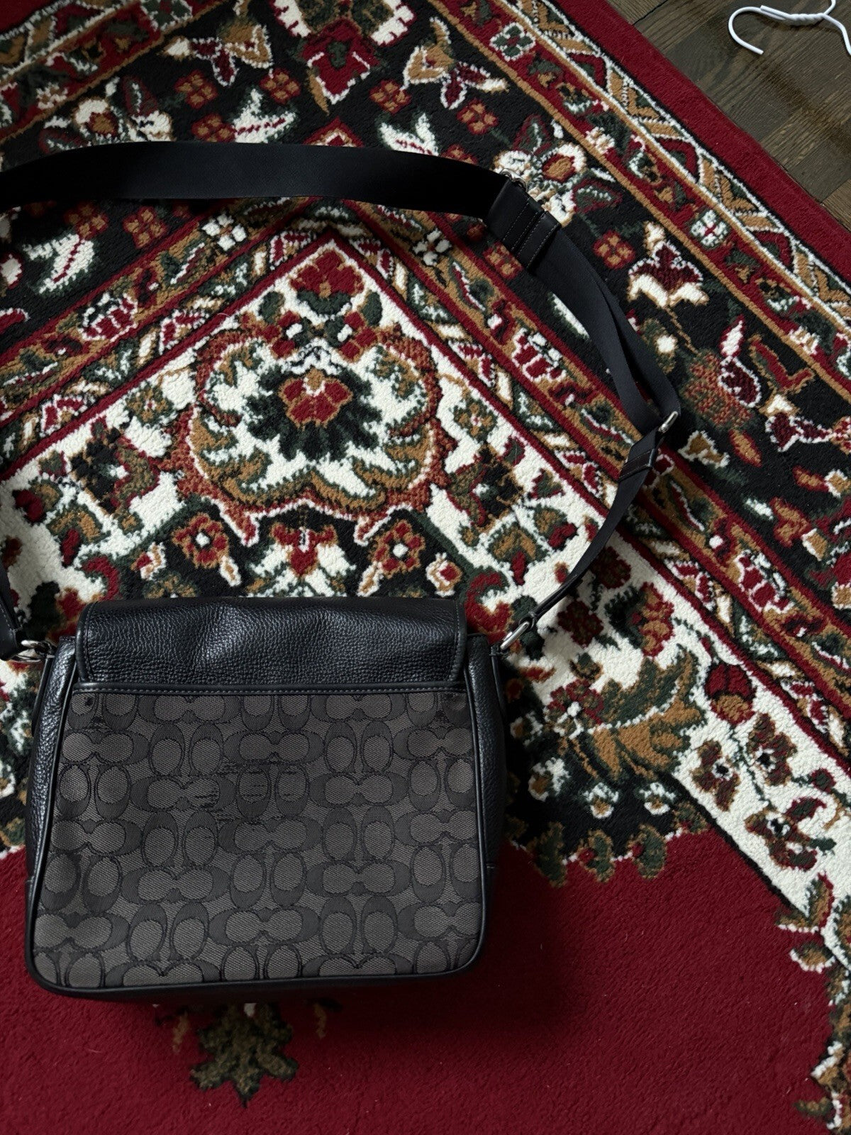 Coach Men's Black Sprint Map 25 Signature Jacquard & Leather Bag
