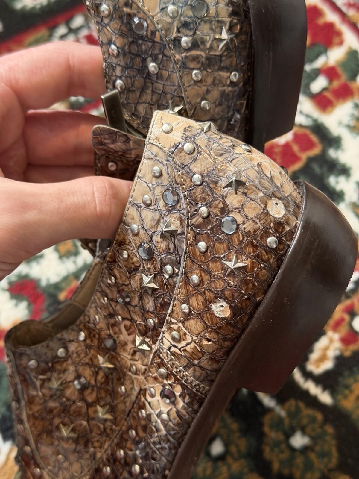 Jimmy Choo For H&M Python Exotic Western Cowboy Short Studs Shoes EU 37 | US 6
