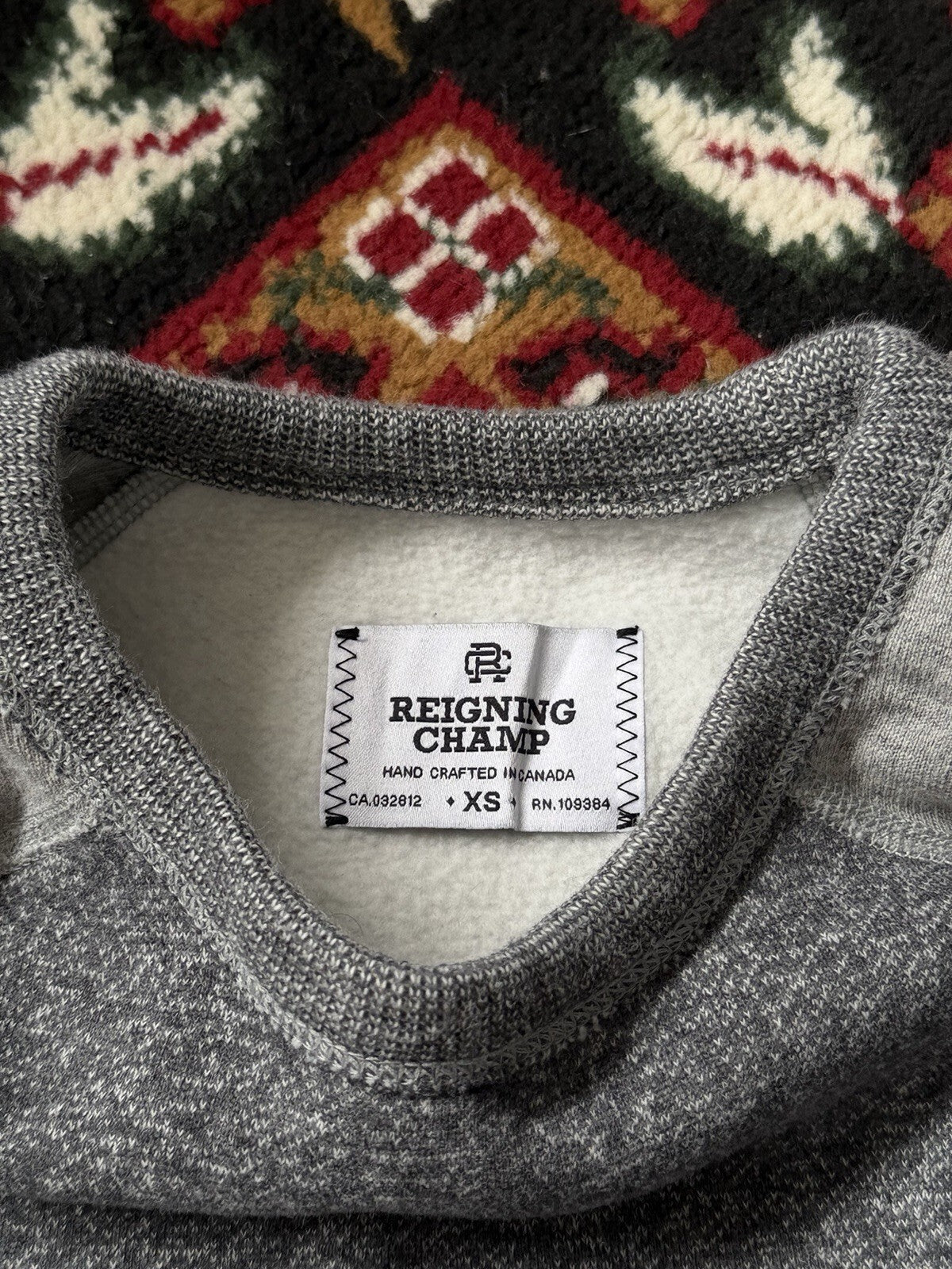 Reigning Champ Fleece Basic Sweatshirt Size XS Mens Gray