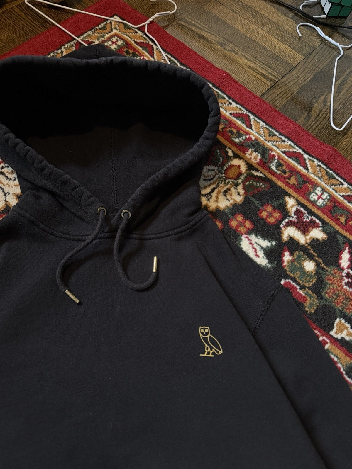 OVO October's Very Own Black Hooded Pullover Owl Logo Hoodie Men M Drake