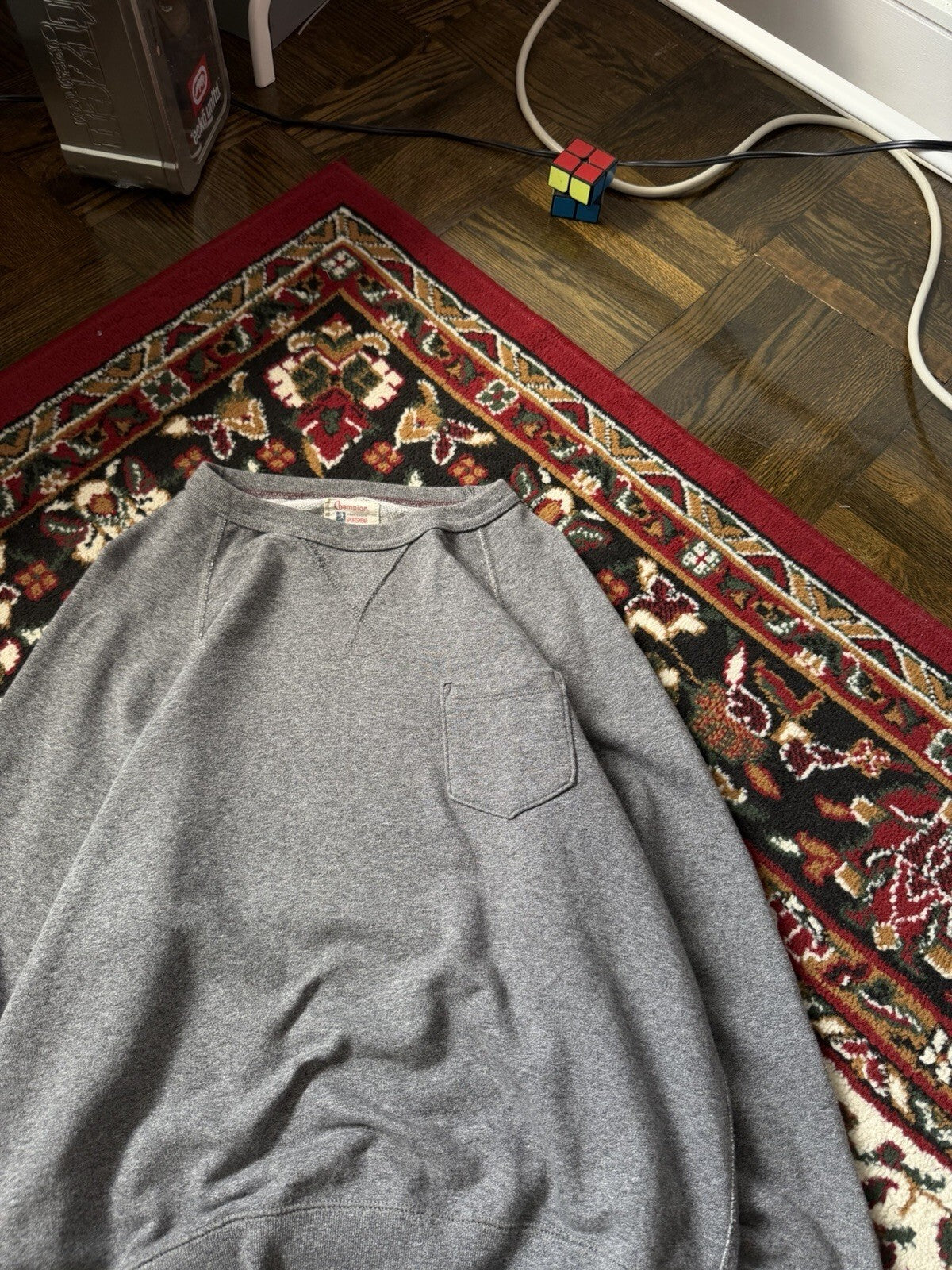 Todd Snyder Champion Men's Gray Crewneck Sweatshirt Chest Pocket Size L