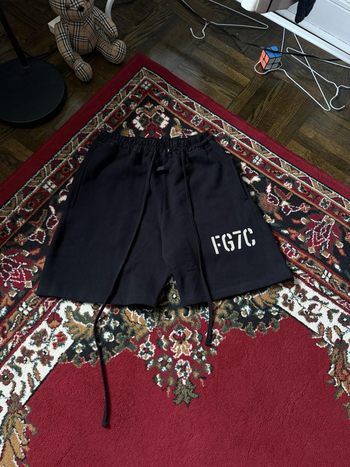 Fear of God Men's Black Athletic Shorts Cotton Drawstring Pockets Designer