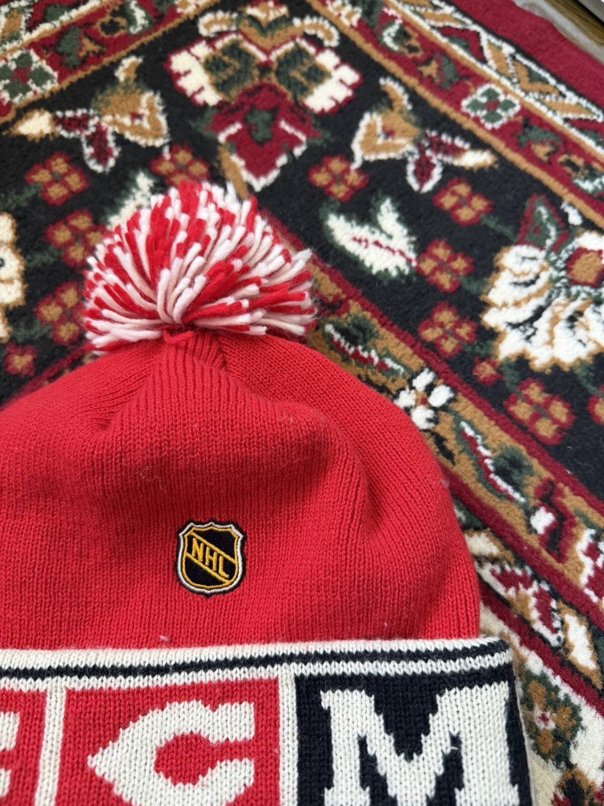 Vintage CCM Red Wings Winter Christmas Hat Excellent Condition