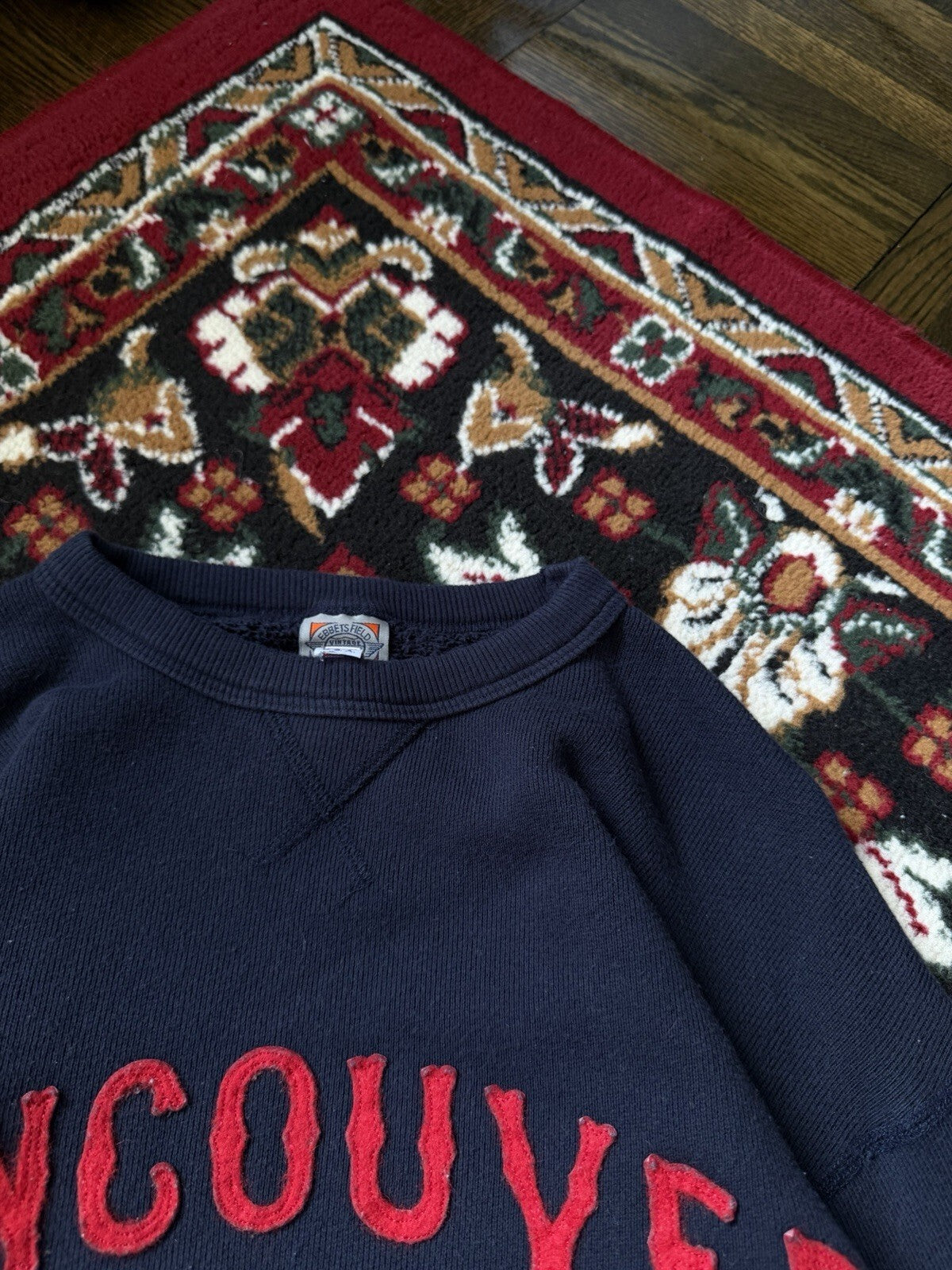 Ebbets Field Flannels Vancouver Embroidered Sewn Logo Sweater Knit Size S