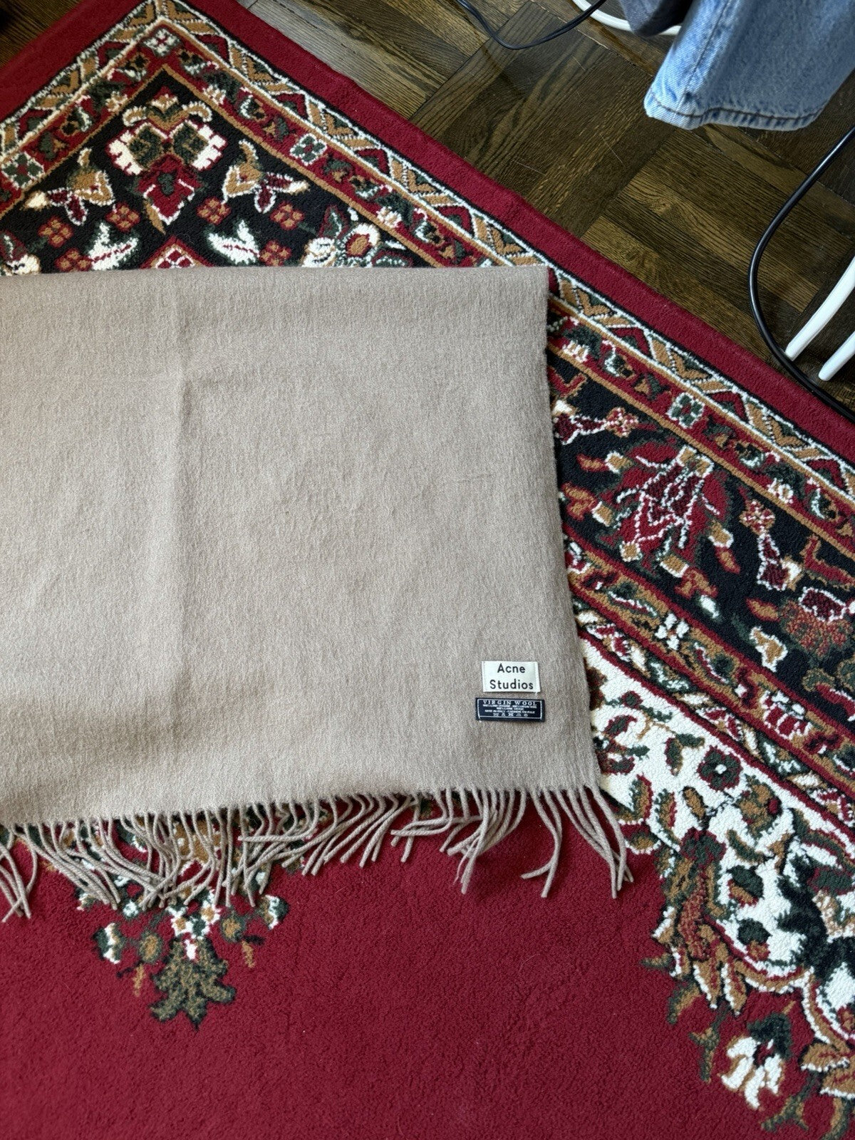 Acne Studios Virgin Wool Fringe Long Scarf 42.5/26.8 in