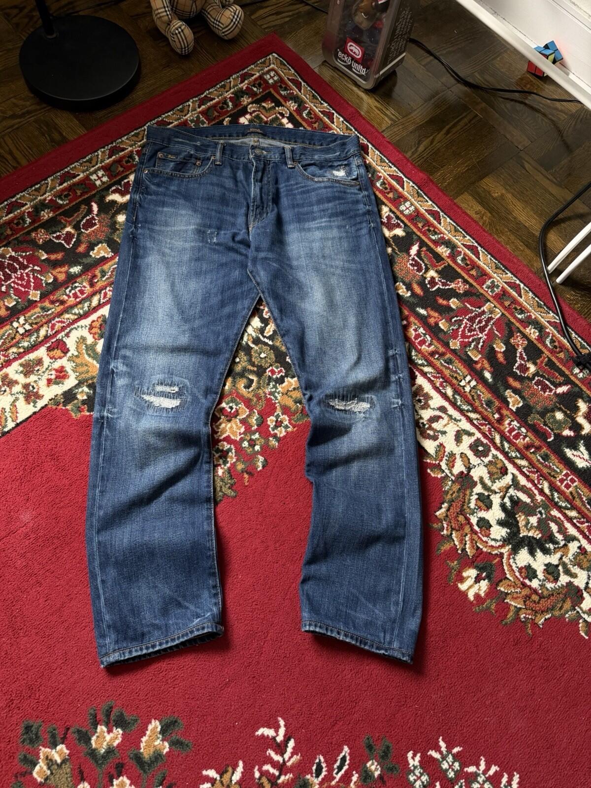 Ralph Lauren Polo Sashiko Repaired Patchwork Jeans Blue Size 34/32 Denim Pants