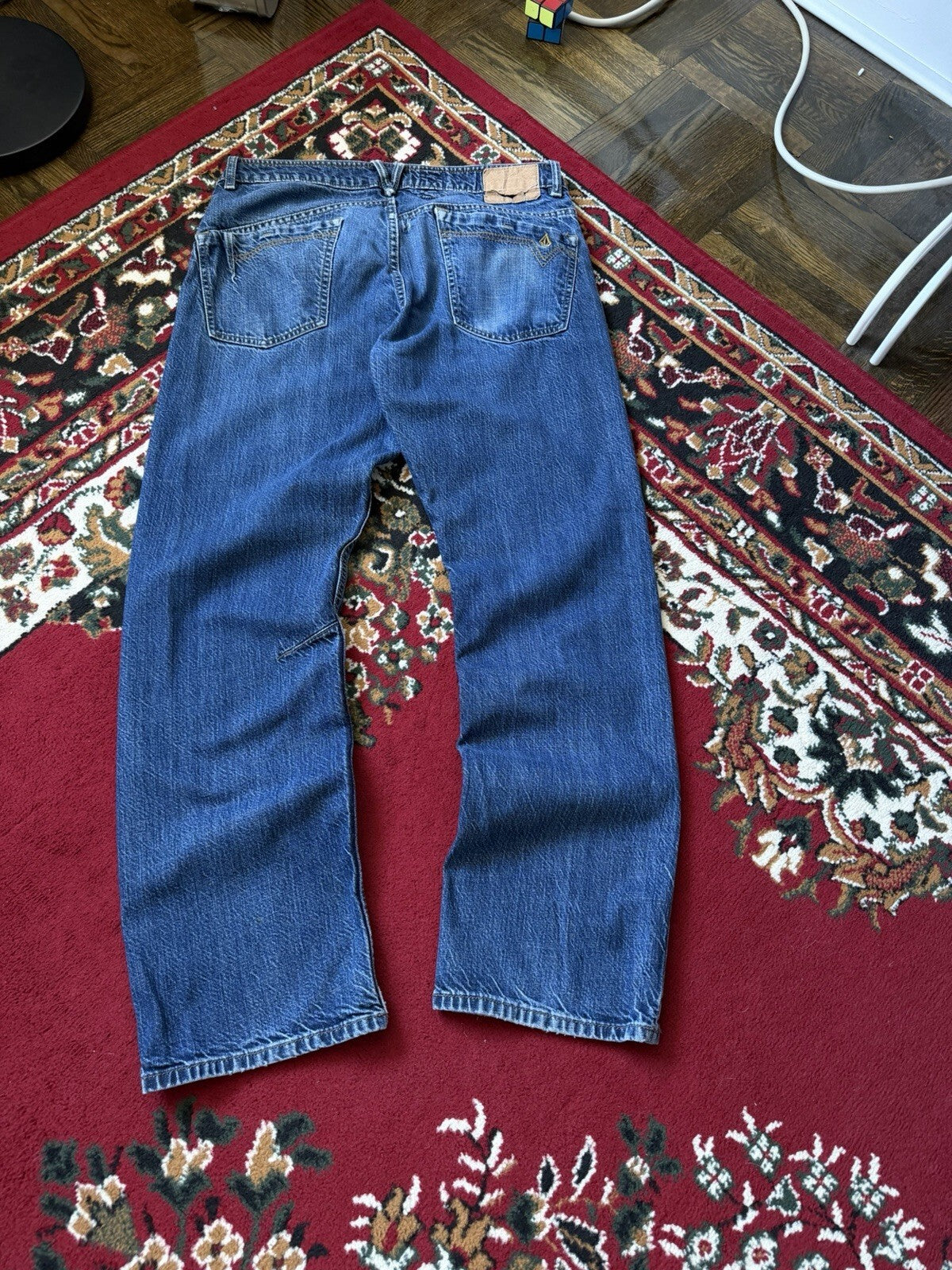 Vintage Y2K Volcom Mens Blue Wash Enowen Denim 5-Pocket Skate Grunge Jeans 34X32