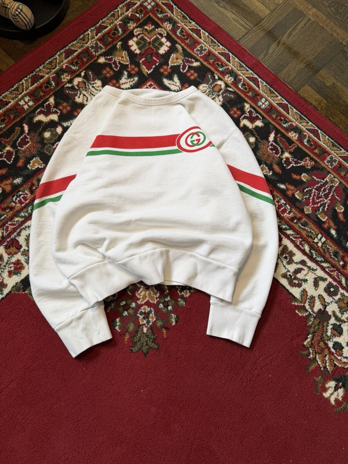 Gucci Interlocking G Sweatshirt Size S Beige Red Green Mens