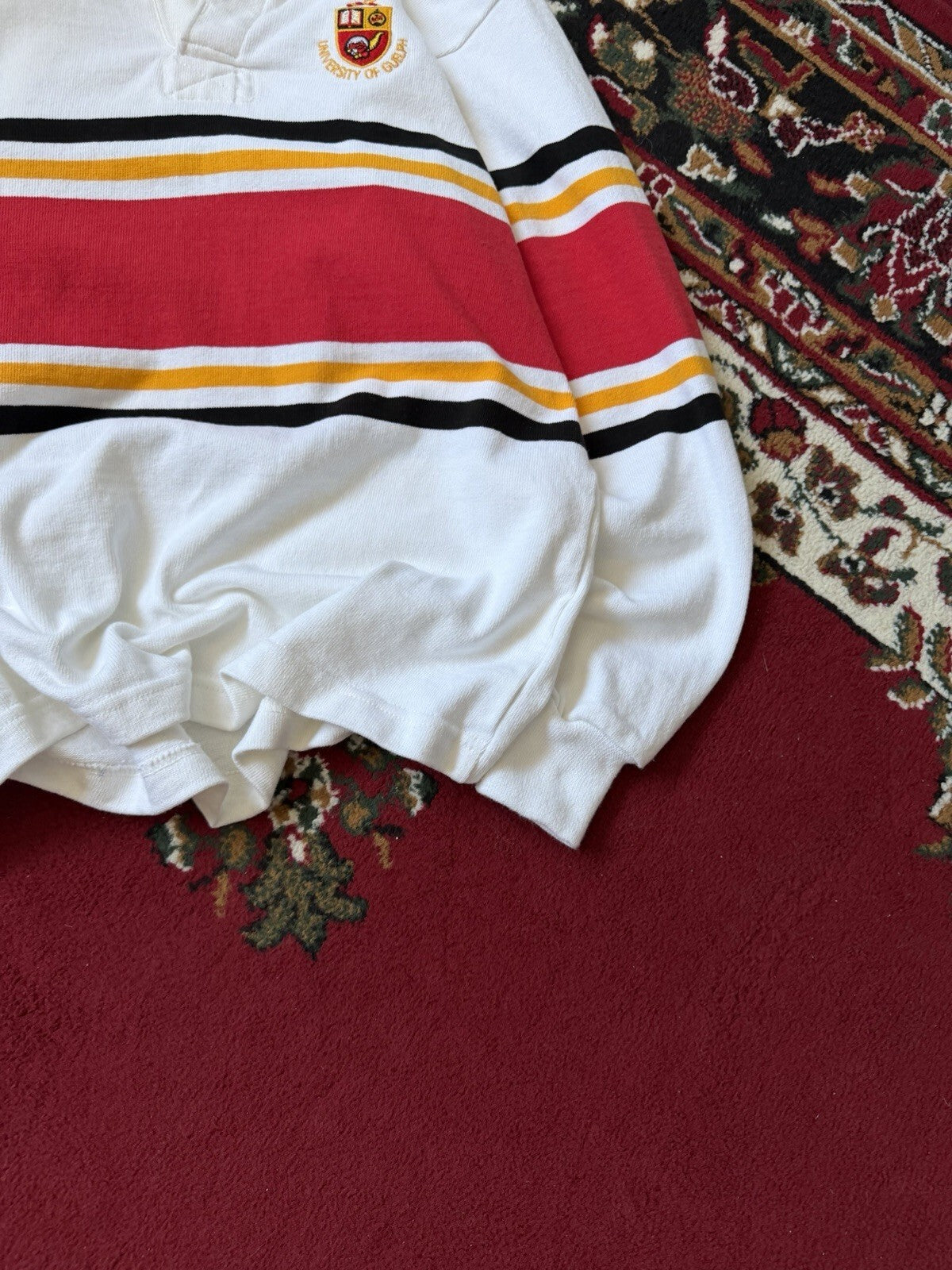 Vintage Barbarian Rugby Shirt Mens Small University of Guelph White  Polo
