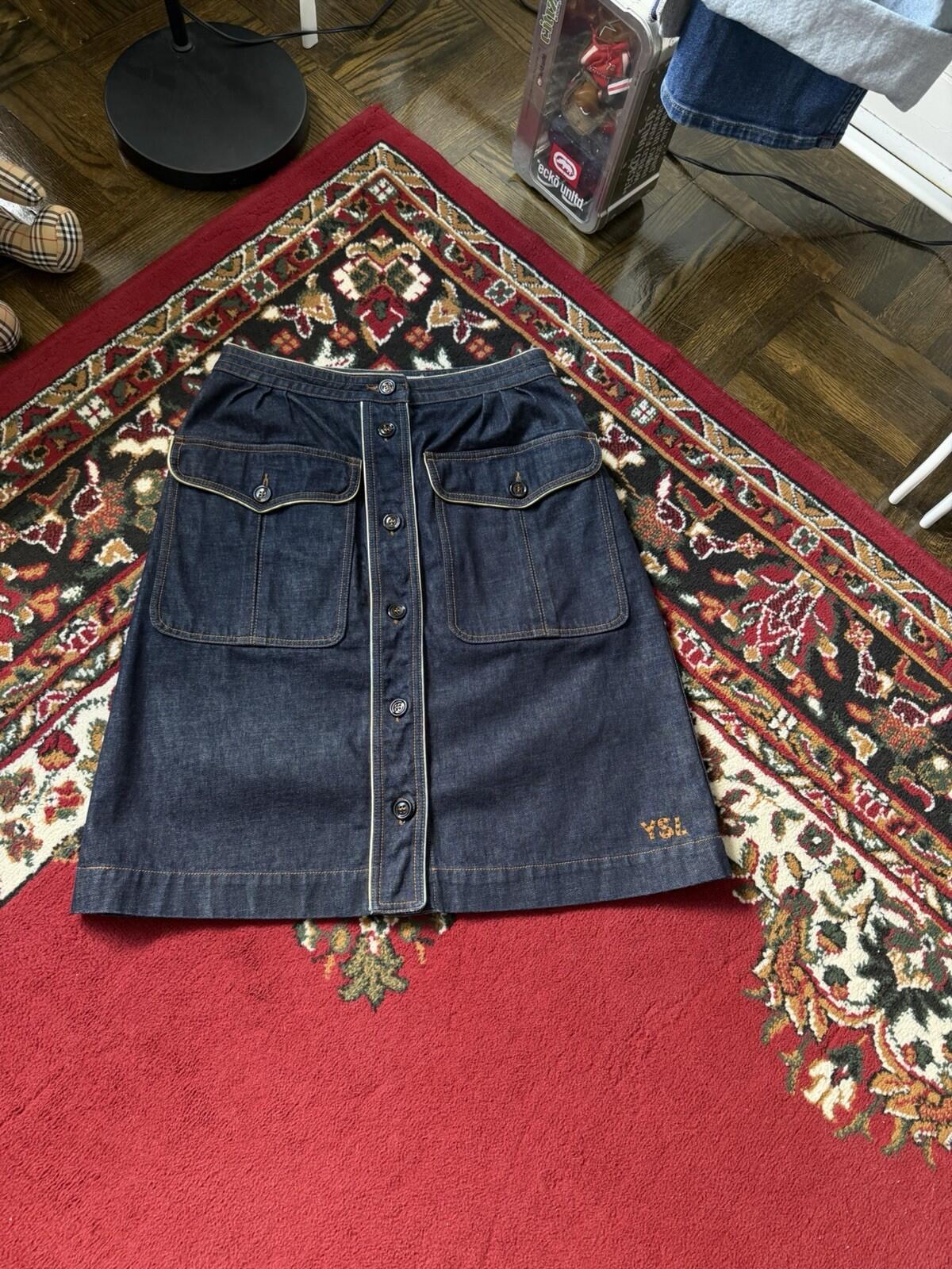 Very Rare Yves Sain Lauren Rive Gauche Vintage Denim Jean Skirt 00s Hedi Slimane