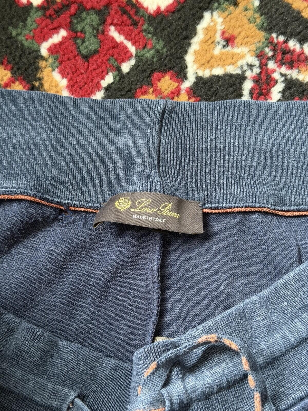 Loro Piana Tapered Linen Joggers Sweatpants Pants Blue Sz XL