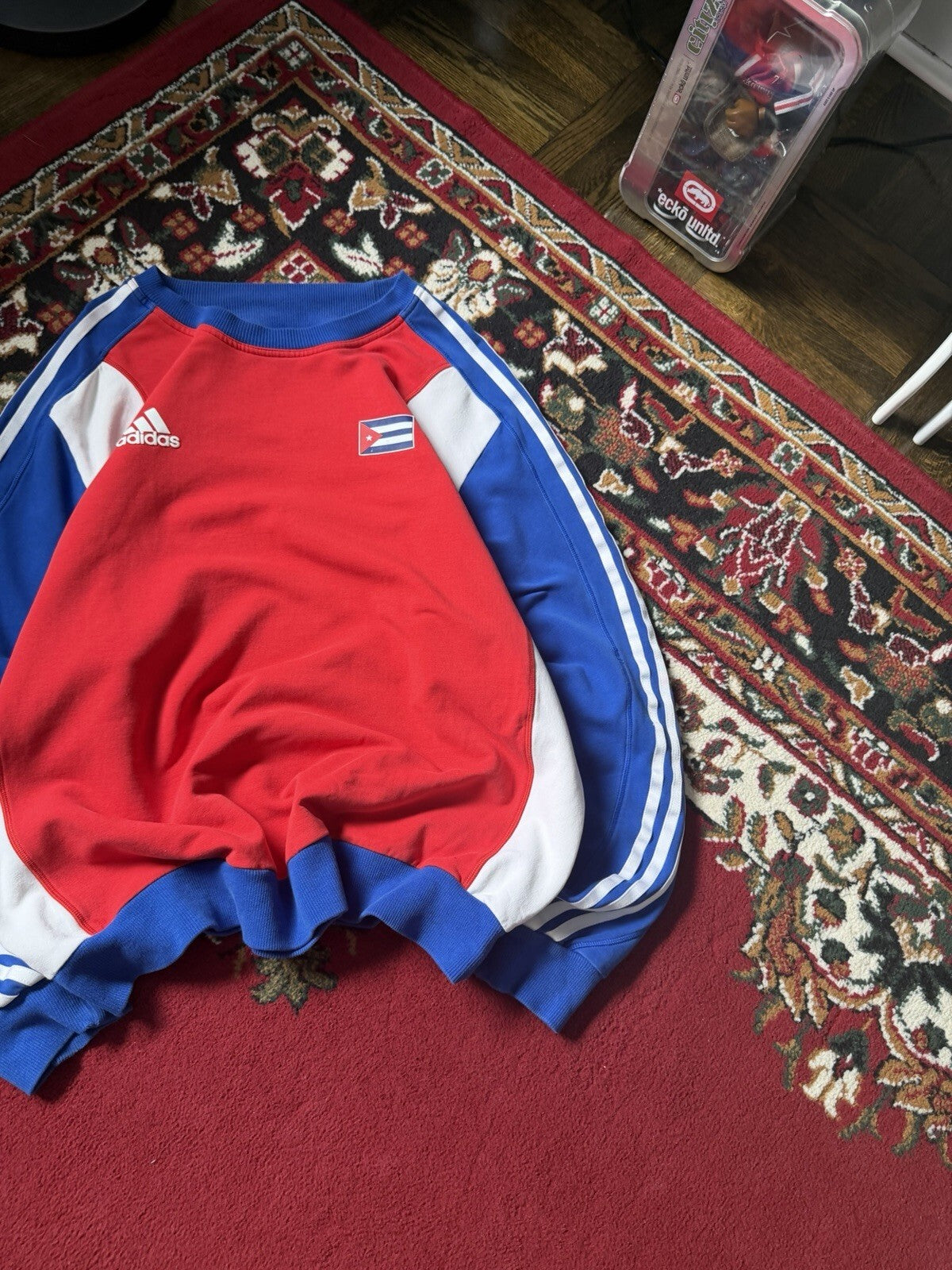 Vintage Cuba Adidas Soccer 3 Stripes Crewneck Sweatshirt Size L 00s