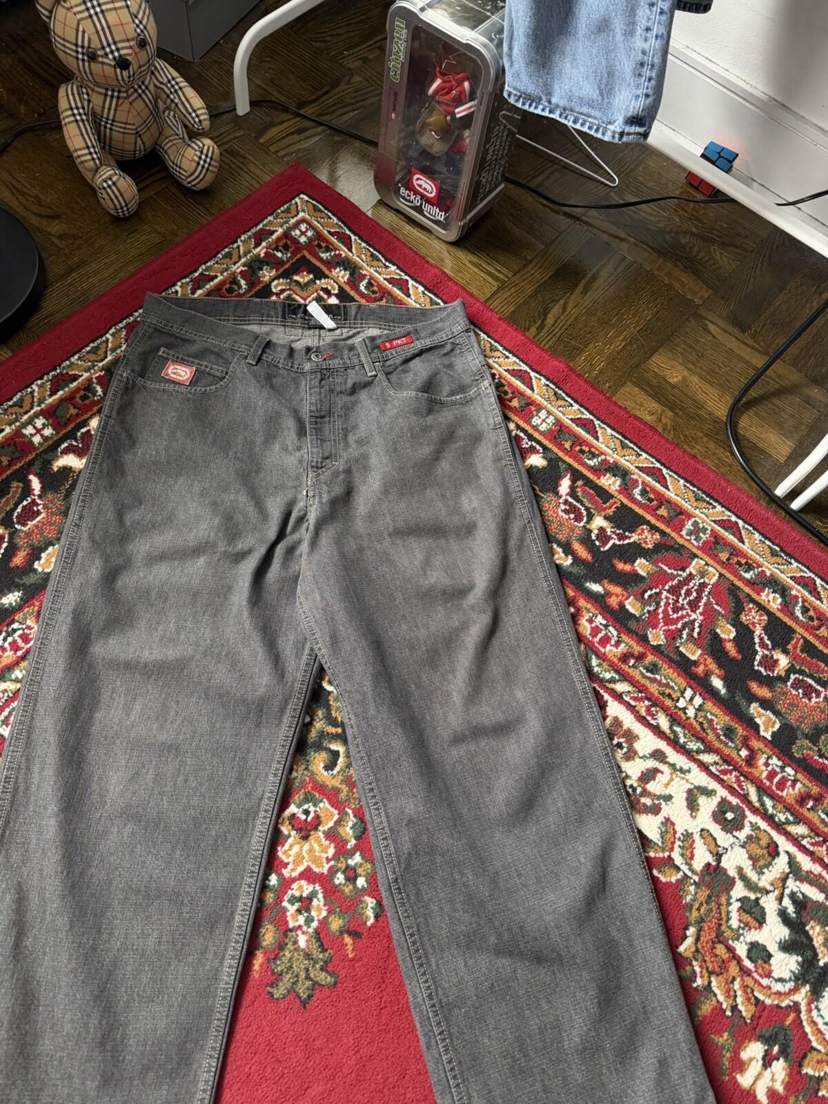 Vintage Ecko Unltd Jeans Mens 32 Gray Wide Leg Baggy Classic 5 Pocket Y2K