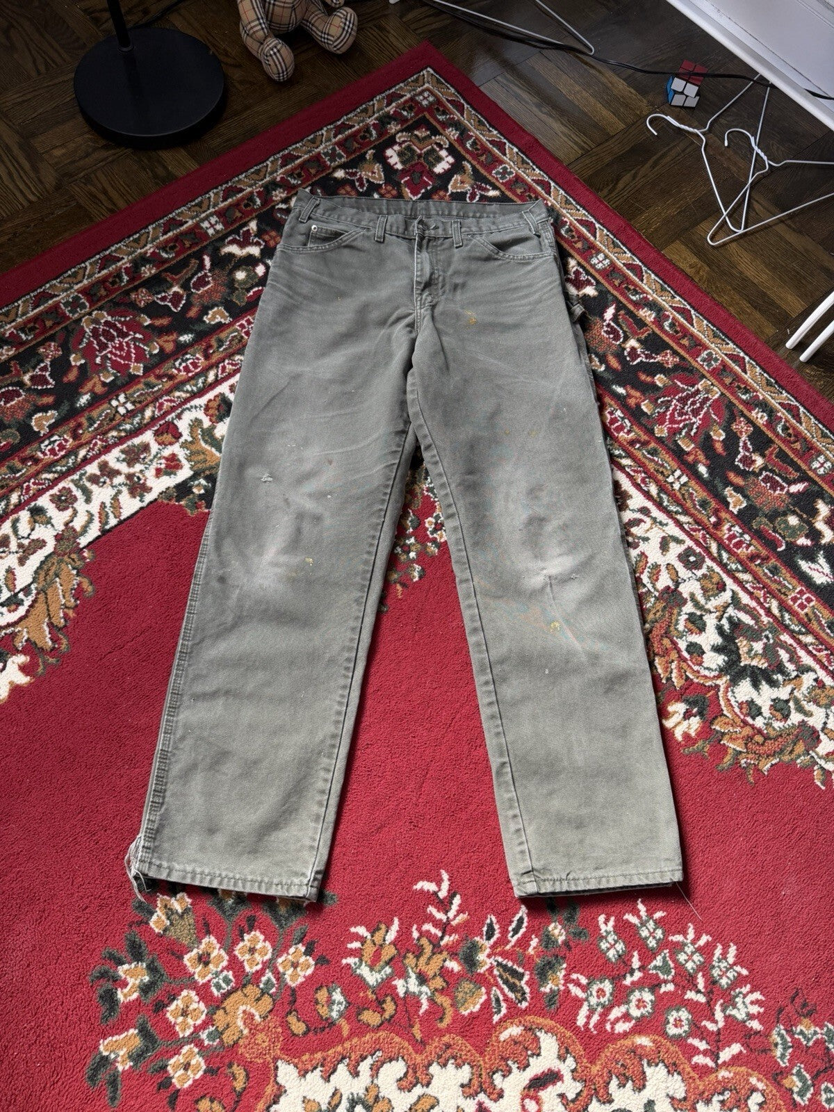 Dickies Relaxed Straight Fit Duck Canvas Carpenter Work Pants Green 30/30