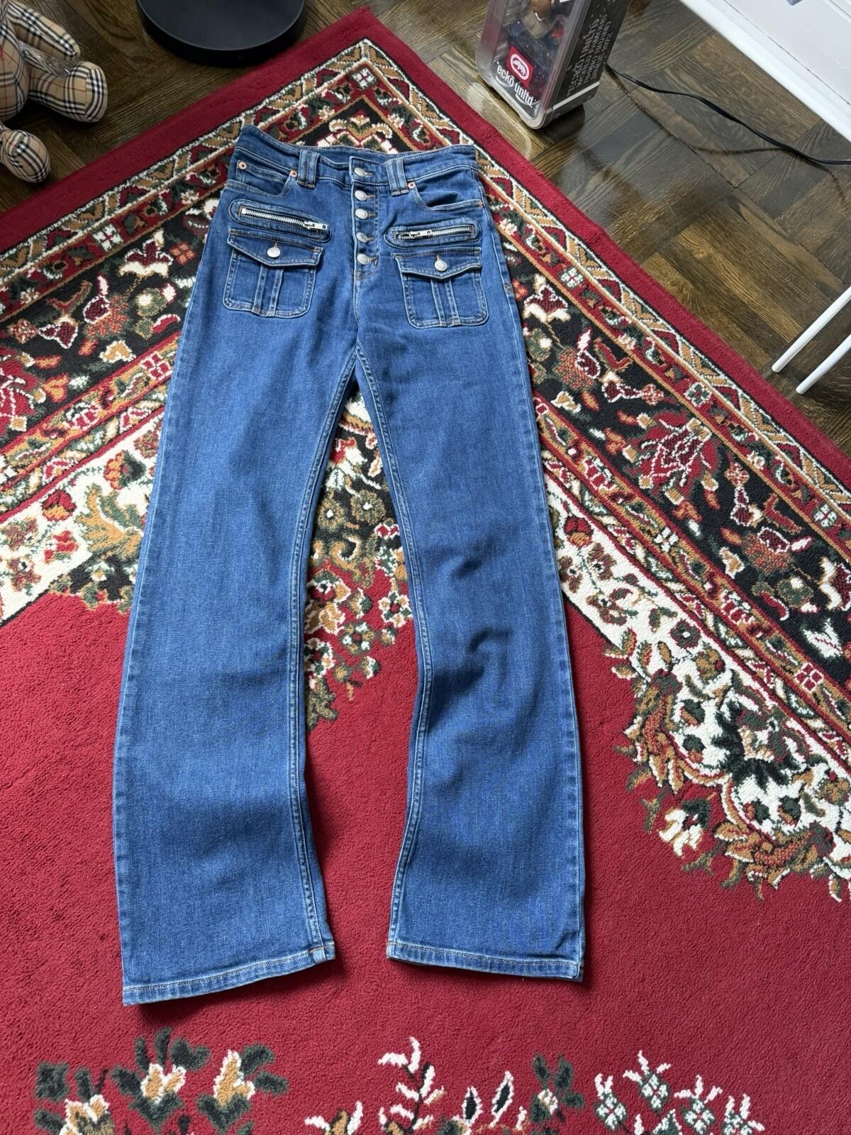 Zadig & Voltaire Womens Zipped Pocket Jeans Blue Cotton High Rise Button Size 26