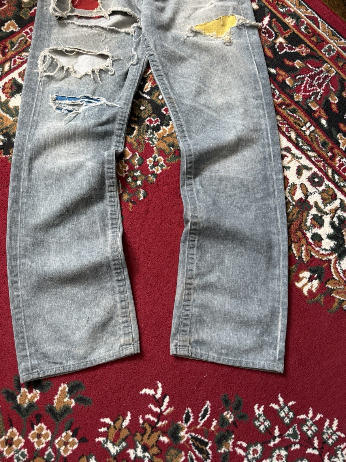 Vintage True Religion Patchwork Jeans Distressed Straight Jeans Y2k 00s