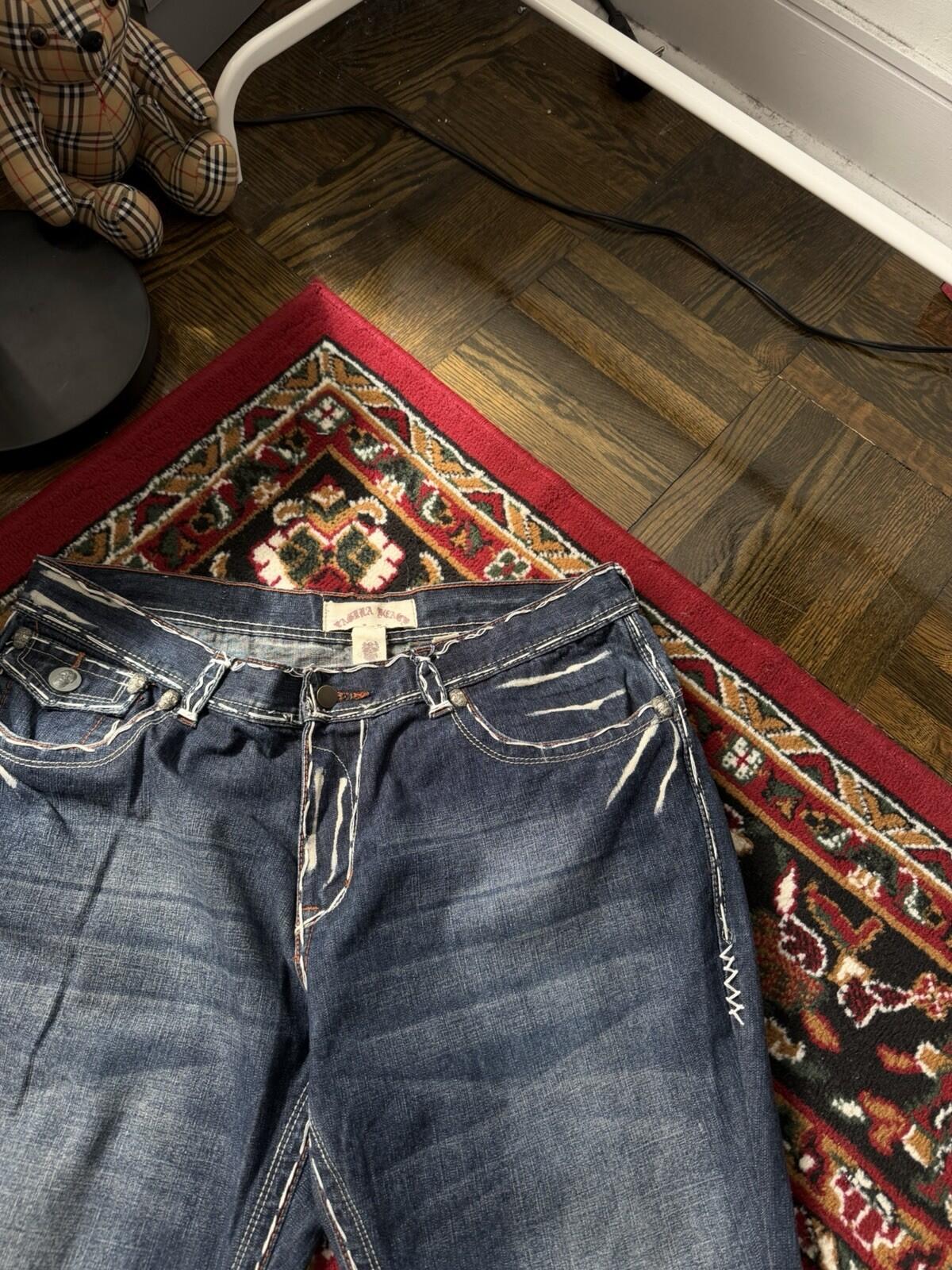 Laguna Beach Jeans Size 36 Mens Bootcut Skulls Embroidered Vintage Made in USA