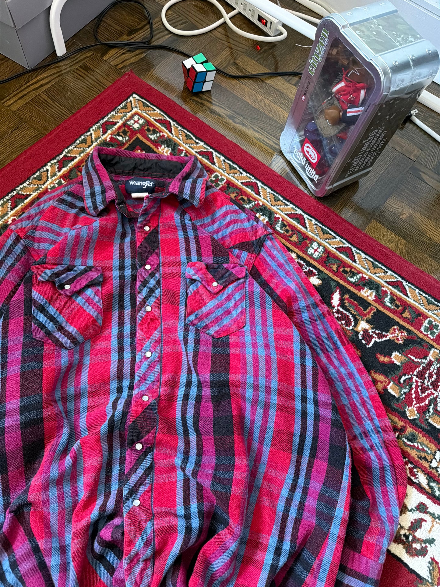 Wrangler Flannel Aztec Southwest Pearl Snap Western Shirt