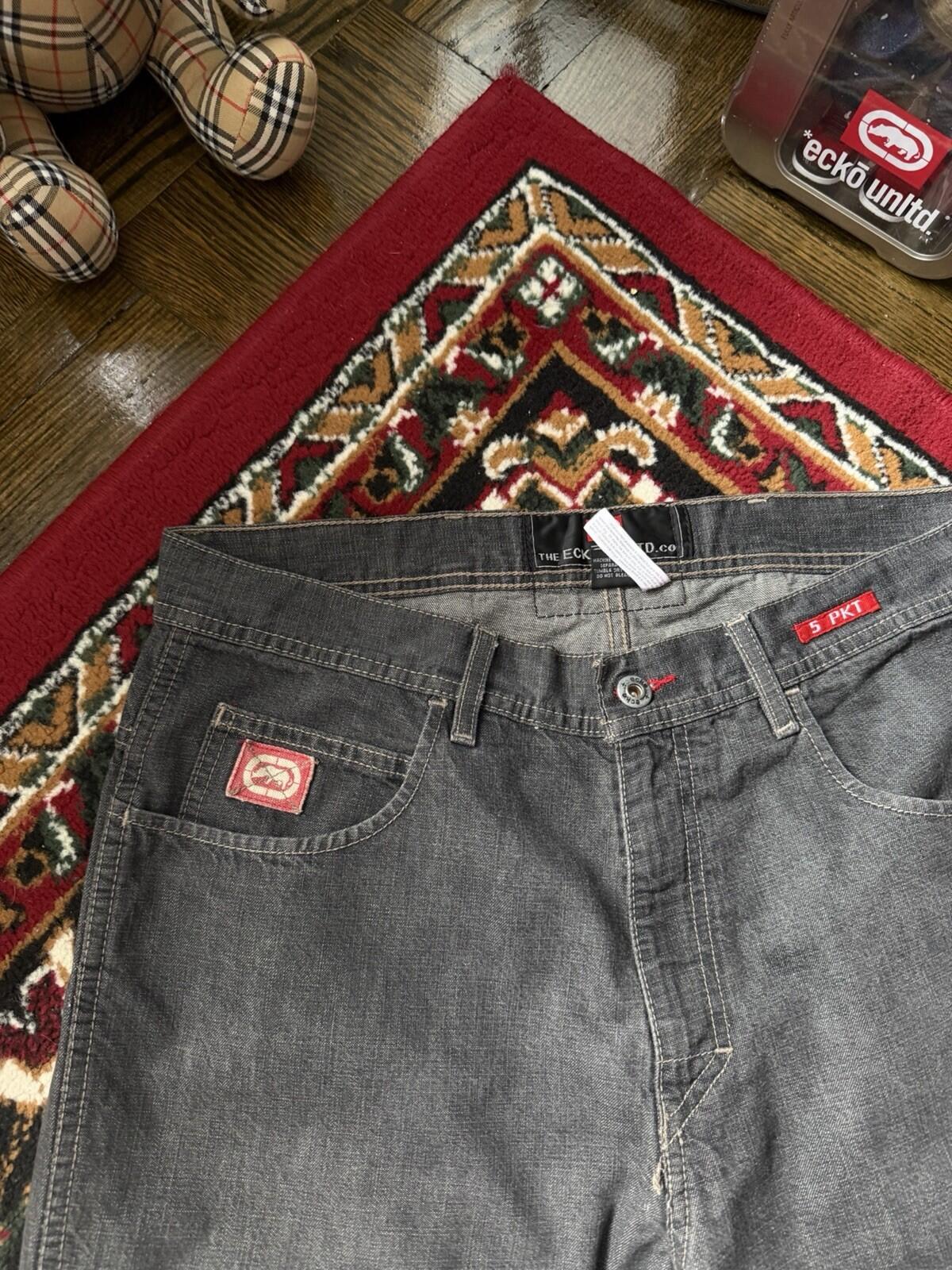 Vintage Ecko Unltd Jeans Mens 32 Gray Wide Leg Baggy Classic 5 Pocket Y2K
