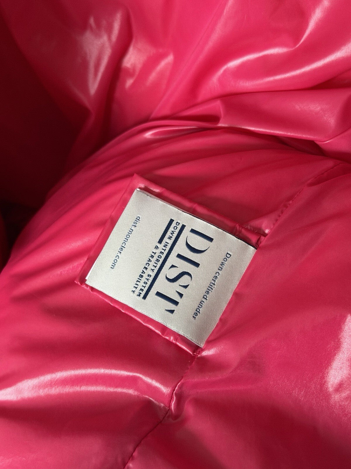 Moncler Fuchsia Caille Velvet Puffer Jacket Coat Womens 0 Pink