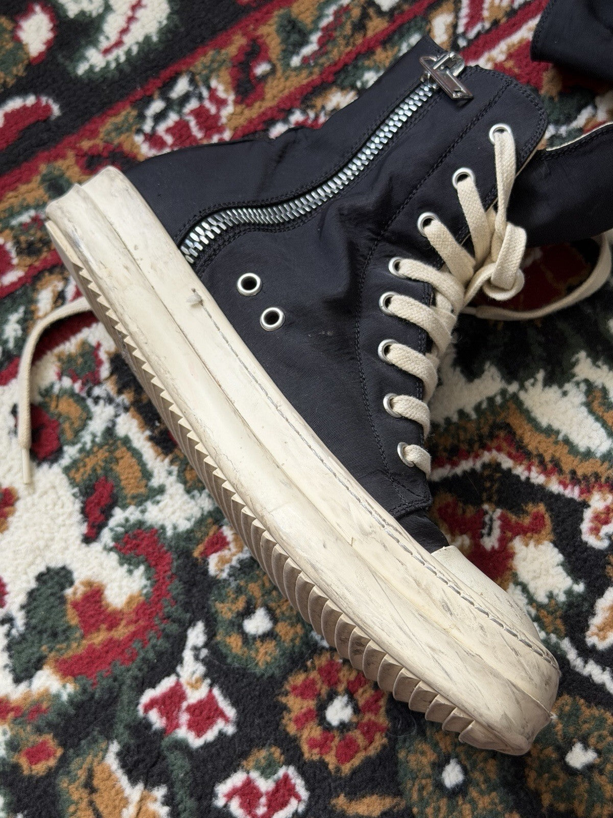 Rick Owens DRKSHDW Canvas Ramones High-Top Sneakers Size 39EU 6.5US
