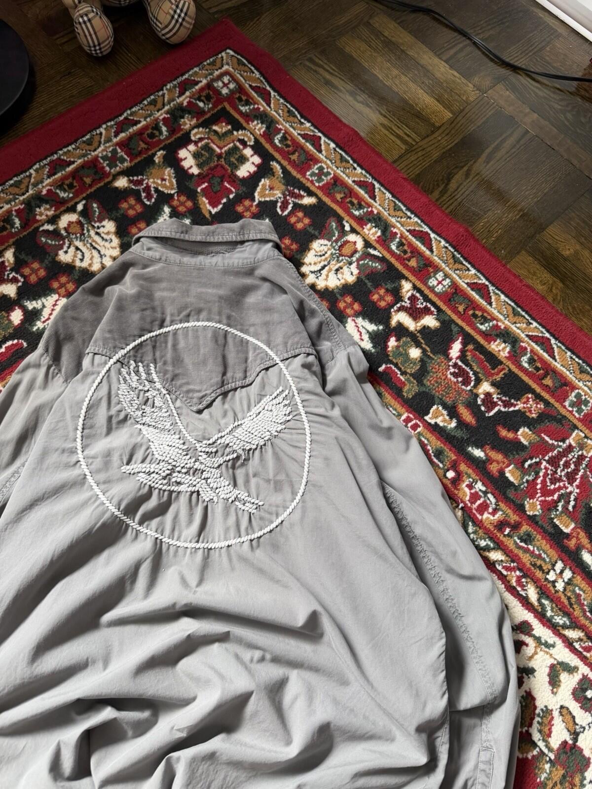 Diesel Eagle Corduroy Western Shirt Gray Size XL