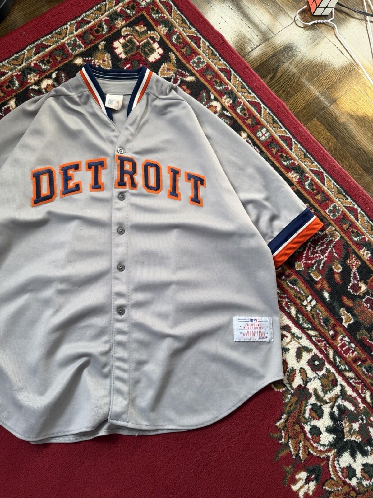 Vintage 80s CCM Detroit Tigers Jersey XXL Gray Road Script MLB Sewn 90s
