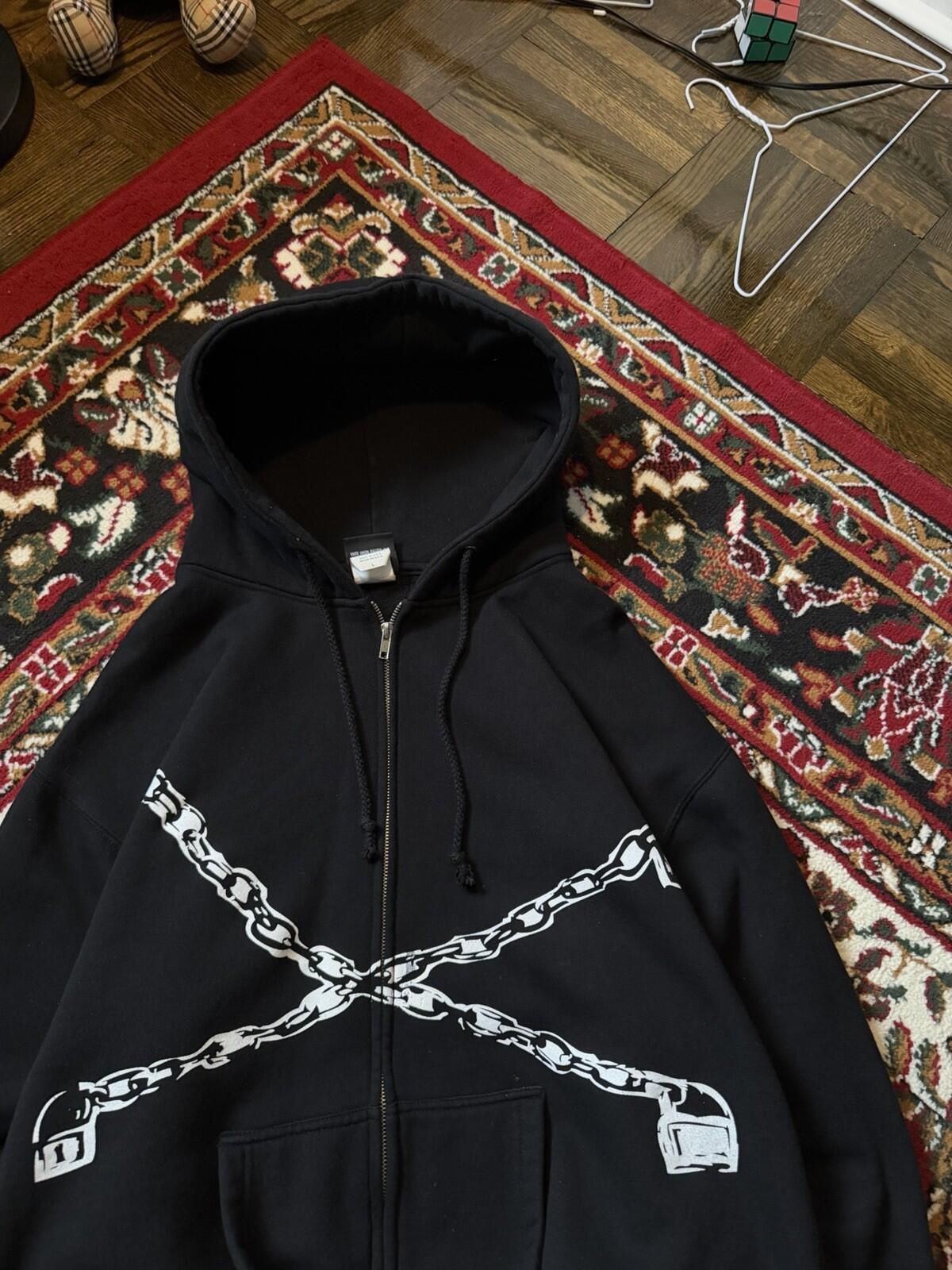 Vintage Korn Chain Locked Door 00s Zip Hoodie Giant Tag 90s Band Zip Hoodie