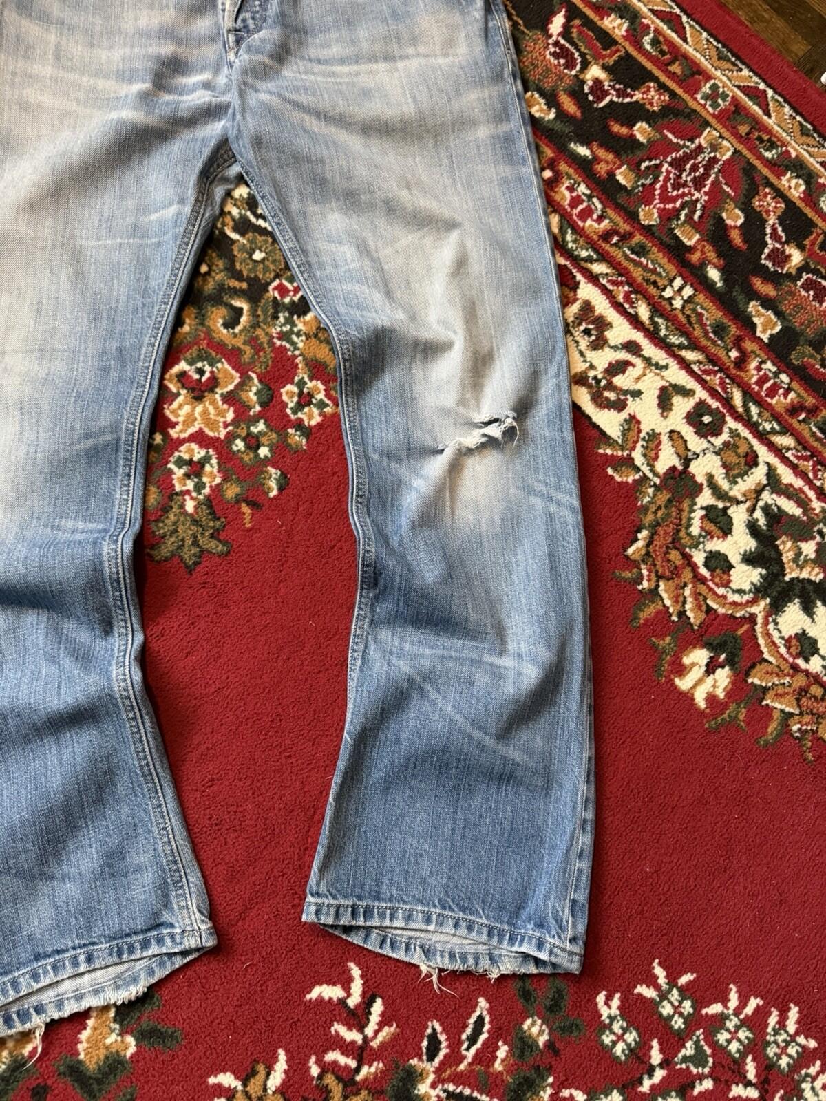 Diesel Industry Trouleg Mens Blue Jeans Denim Pants Distressed Stretch 34/30