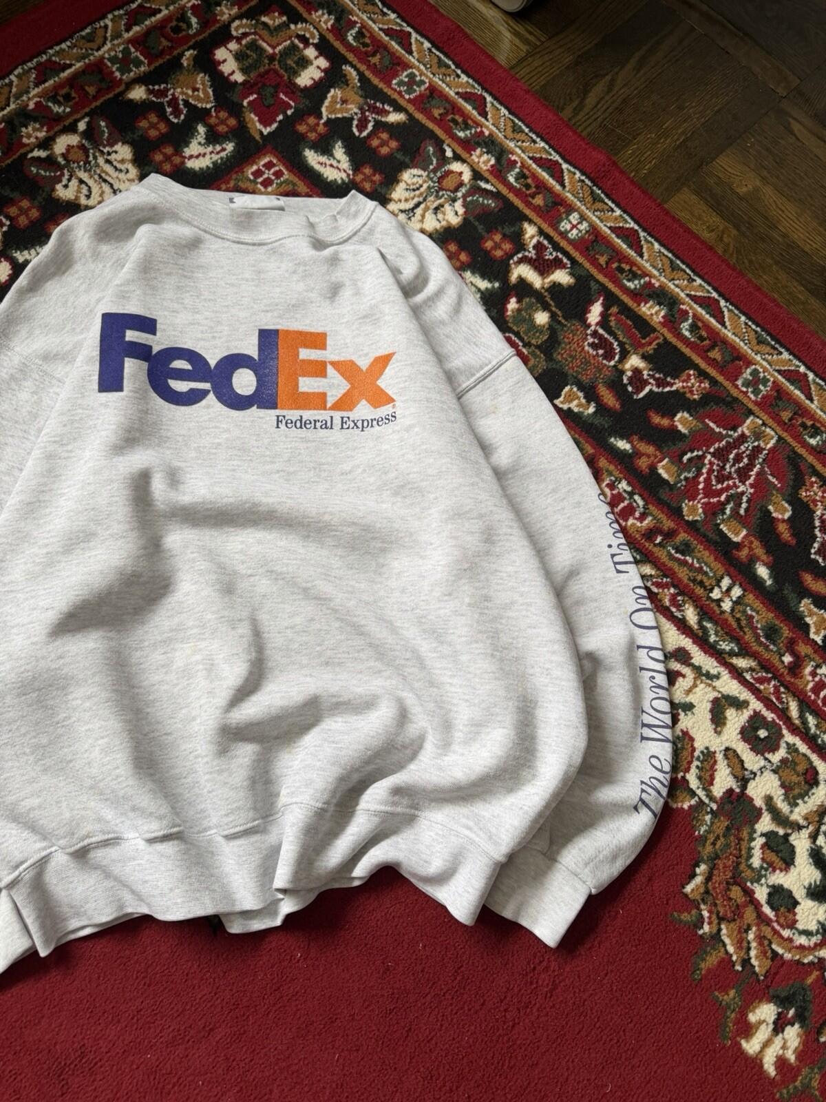 Vintage FedEx Federal Express Sweatshirt Mens L Lee Heavyweight 90s Crewneck