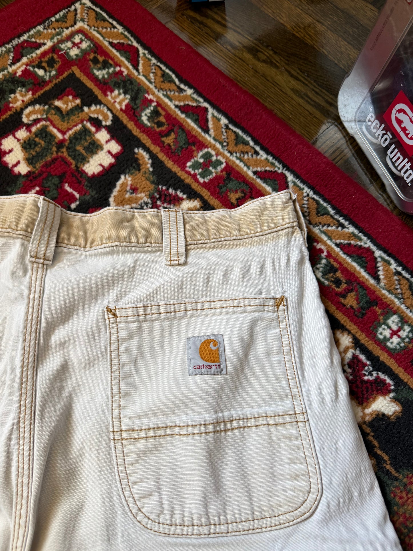 Vintage Carhartt Distressed Faded Relaxed Fit Shorts Beige